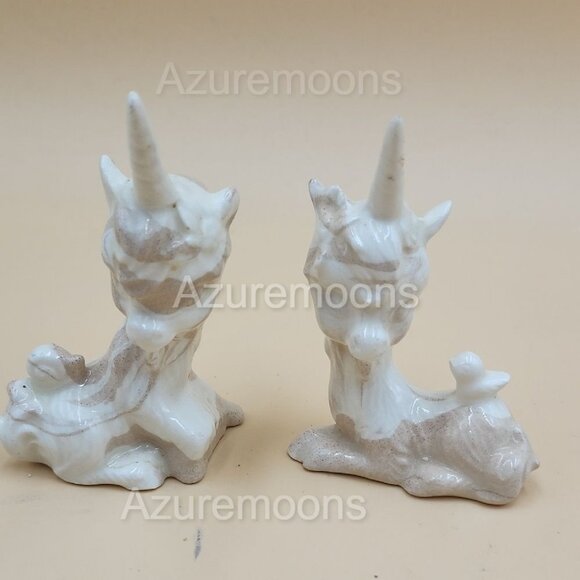 Ceramic Unicorn Figurines lusterware  set of 2 - Picture 2 of 9